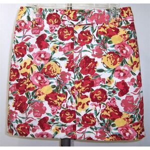 Ann Taylor Loft‎ Floral Mini Skirt Above-Knee 6 Multi-Color Pencil Straight